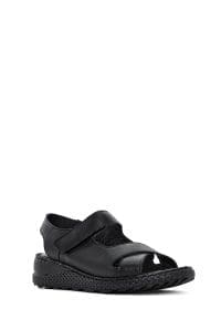 صندل زنانه مشکی چرم بندی راحتی دری مد