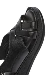 صندل زنانه مشکی چرم تخت ضخیم راحتی دری مد