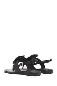 صندل زنانه مشکی گل‌دار انگشتی دری مد