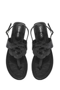 صندل زنانه مشکی گل‌دار انگشتی دری مد