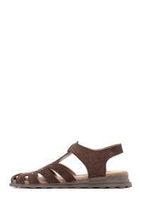 صندل زنانه ویژون بندی جیر چرمی دری مد