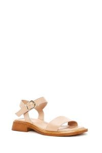 صندل زنانه چرمی بژ سگک‌دار از مچ دری مد