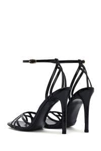 صندل زنانه چرمی مشکی ورنی با پاشنه بلند نازک و بنددار دری مد