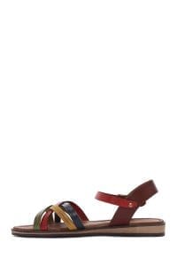 صندل زنانه چندرنگ چرمی بودروم دری مد