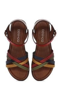 صندل زنانه چندرنگ چرمی بودروم دری مد