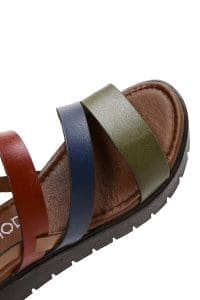 صندل زنانه چندرنگ کفی ضخیم چرمی بودروم دری مد