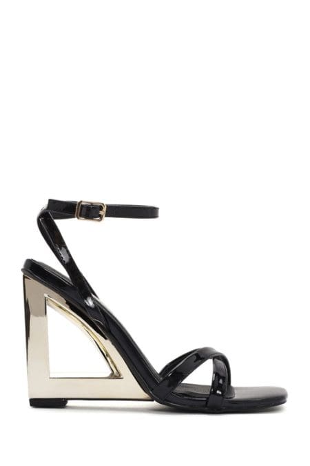 صندل مشکی چرم مصنوعی زنانه دری مد