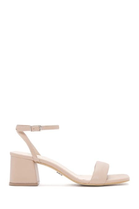 صندل پاشنه ضخیم بند دار مینک زنانه