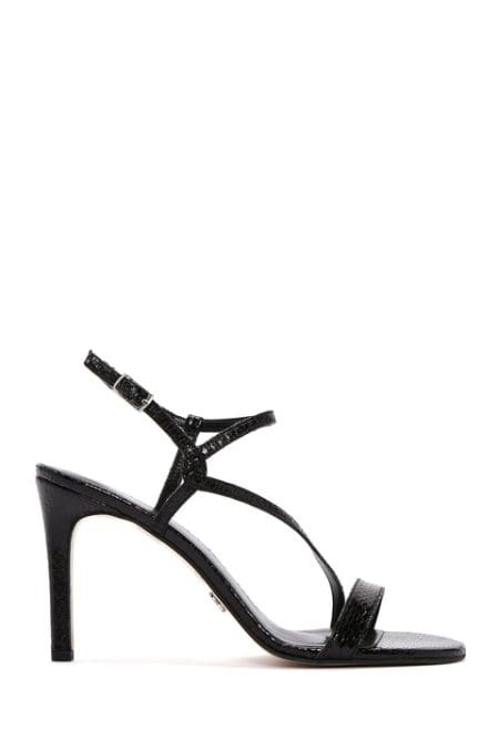 صندل پاشنه نازک بند دار مشکی زنانه دری مد