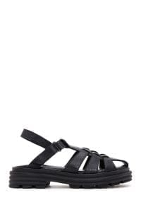 صندل چرمی مشکی زنانه دری مد