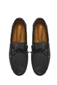 لوفر مردانه چرم مشکی طرح کروکودیل روزمره دری مد