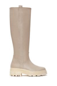 چکمه راحتی زنانه چرم بژ دری مد