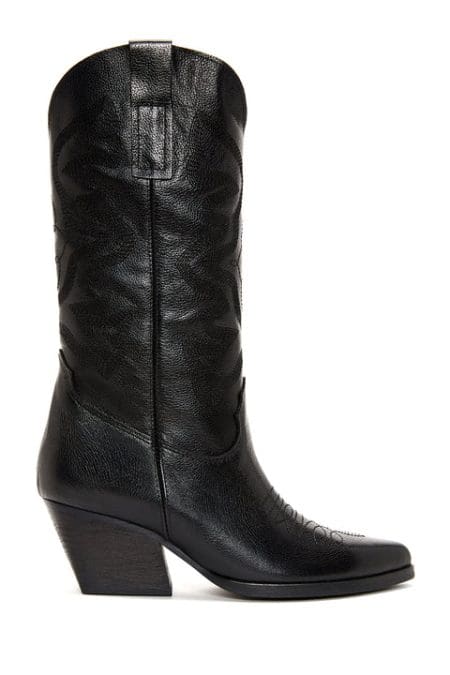 چکمه کابویی چرم پاشنه مشکی زنانه دری مد