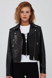 کت چرم موتورسواری مشکی زنانه لوک جدید دری مد