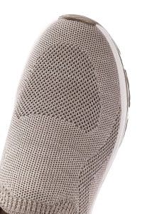 کتونی زنانه بژ چرم با زیره ضخیم پارچه ای دری مد