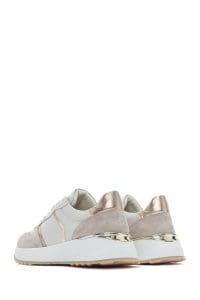 کتونی زنونه چرم بژ بنددار دری مد