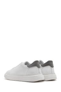 کتونی مردانه چرم سفید بنددار دری مد