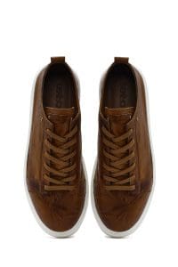 کتونی مردانه چرم قهوه‌ای بنددار زیره ضخیم دری مد