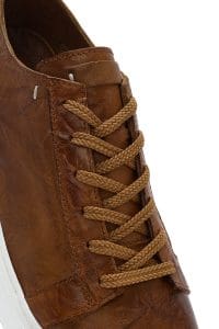 کتونی مردانه چرم قهوه‌ای بنددار زیره ضخیم دری مد