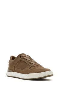 کتونی مردانه چرم نوبوک بژ بنددار دری مد