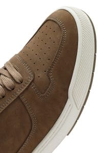 کتونی مردانه چرم نوبوک بژ بنددار دری مد