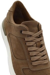 کتونی مردانه چرم نوبوک بژ بنددار دری مد