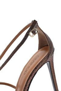 کفش زنانه برنزی چرم طرح‌دار پاشنه نازک بلند بنددار دری مد