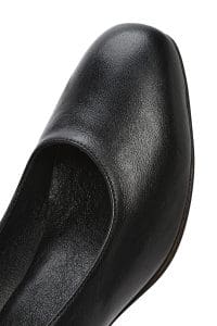 کفش زنانه بنددار پاشنه‌کوتاه ضخیم چرم مشکی دری مد