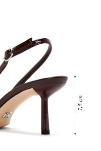 کفش زنانه زرشکی چرم پاشنه نازک پشت باز دری مد