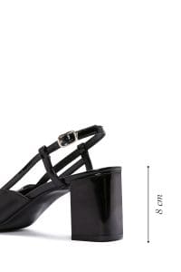 کفش زنانه مشکی چرم پاشنه‌دار پشت باز دری مد