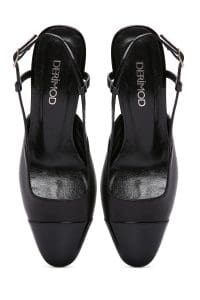 کفش زنانه مشکی چرم پاشنه‌دار پشت باز دری مد