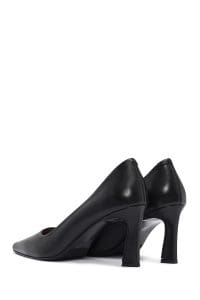 کفش زنانه پاشنه‌دار نازک چرم مشکی دری مد