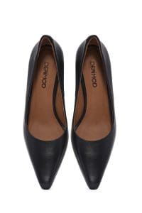 کفش زنانه پاشنه‌دار نازک چرم مشکی دری مد