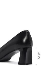 کفش زنانه پاشنه‌کوتاه ضخیم چرم مشکی دری مد