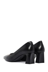 کفش زنانه پاشنه‌کوتاه ضخیم چرم مشکی دری مد