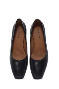 کفش زنانه پاشنه‌کوتاه ضخیم چرم مشکی دری مد