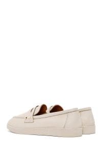 کفش لوفر زنانه چرم بژ دری مد