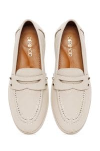 کفش لوفر زنانه چرم بژ دری مد