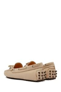 کفش لوفر زنانه چرم بژ پاپیونی دری مد