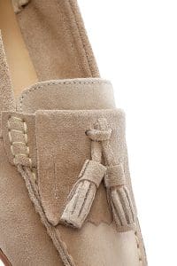 کفش لوفر زنانه چرم جیر بژ دری مد