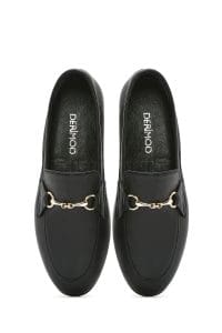 کفش لوفر زنانه چرم مشکی دری مد