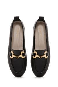 کفش لوفر زنانه چرم مشکی سگک‌دار دری مد