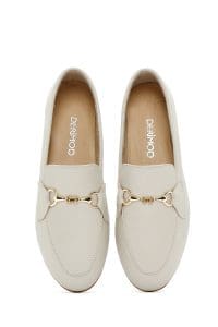 کفش لوفر زنانه چرم کرم دری مد