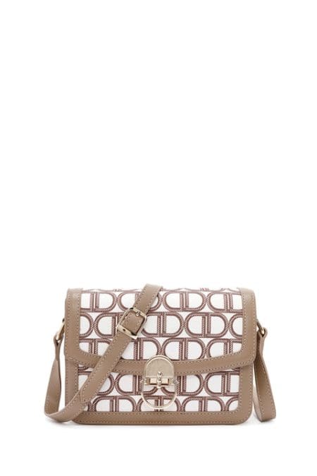 کیف زنانه بند بلند زنانه مونوگرام طرح دار پارچه ای دری مد