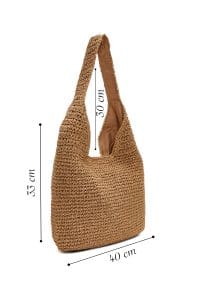 کیف زنانه بژ حصیری دوشی دری مد