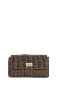 کیف زنانه حصیری قهوه‌ای بند بلند زنجیری دوشی دری مد