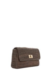 کیف زنانه حصیری قهوه‌ای بند بلند زنجیری دوشی دری مد