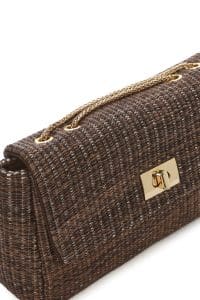 کیف زنانه حصیری قهوه‌ای بند بلند زنجیری دوشی دری مد