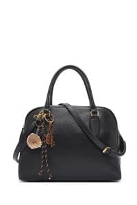 کیف زنانه دستی چرم مشکی بند بلند با اکسسوری دری مد