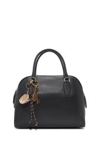 کیف زنانه دستی چرم مشکی بند بلند با اکسسوری دری مد